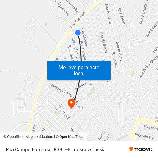 Rua Campo Formoso, 839 to moscow russia map