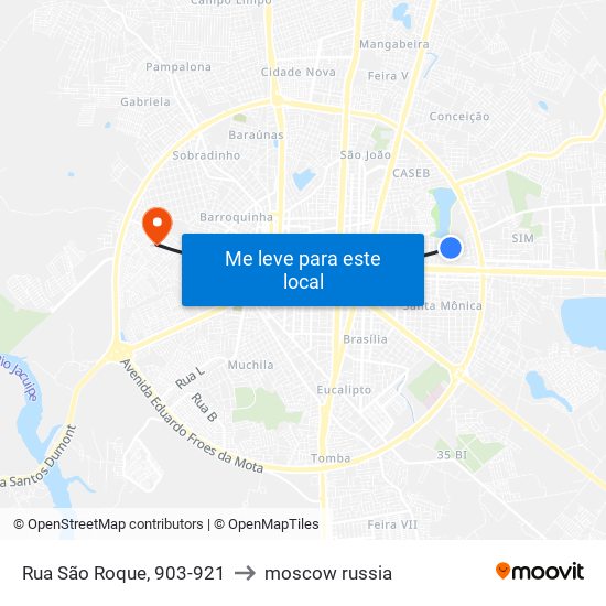 Rua São Roque, 903-921 to moscow russia map