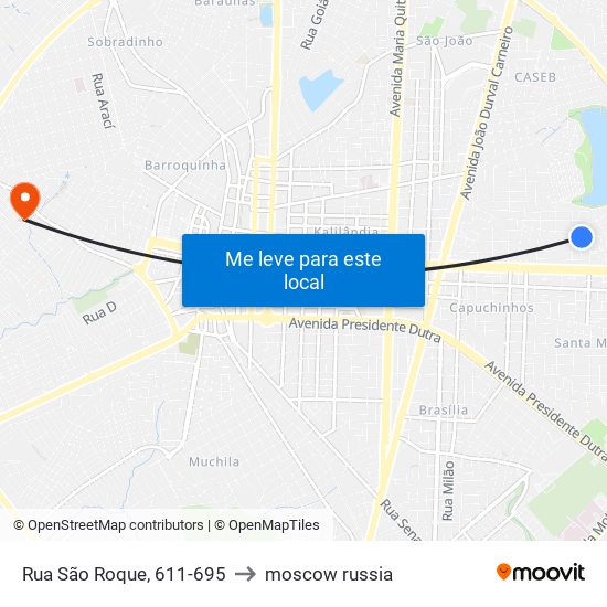 Rua São Roque, 611-695 to moscow russia map
