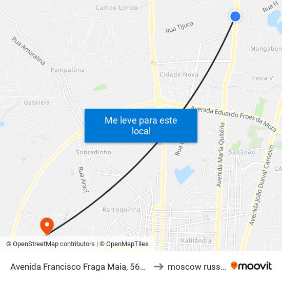 Avenida Francisco Fraga Maia, 5675 to moscow russia map