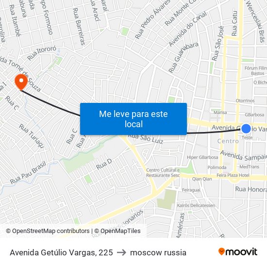 Avenida Getúlio Vargas, 225 to moscow russia map