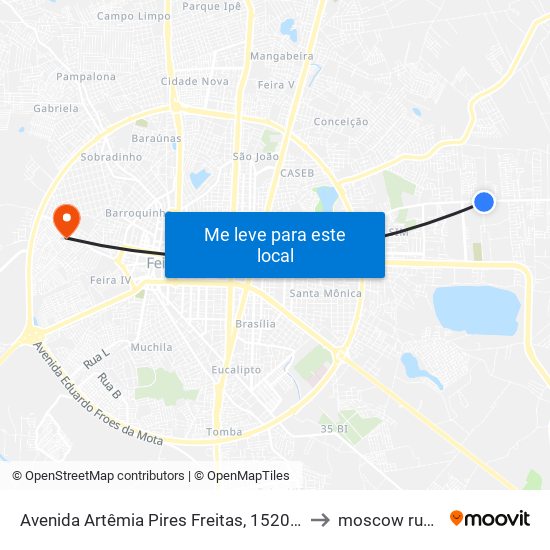 Avenida Artêmia Pires Freitas, 1520-2274 to moscow russia map