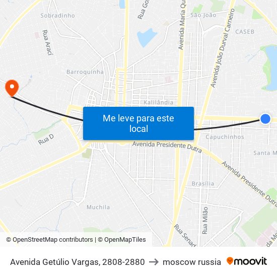 Avenida Getúlio Vargas, 2808-2880 to moscow russia map