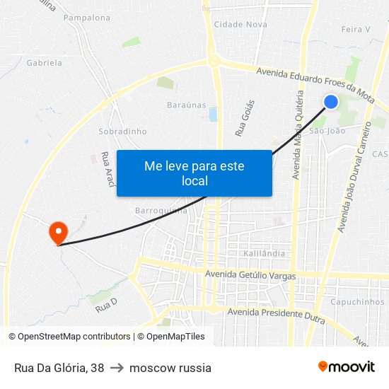 Rua Da Glória, 38 to moscow russia map