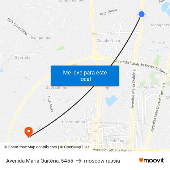 Avenida Maria Quitéria, 5455 to moscow russia map