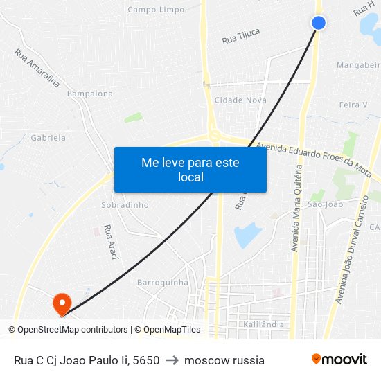 Rua C Cj Joao Paulo Ii, 5650 to moscow russia map