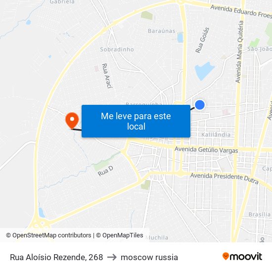 Rua Aloísio Rezende, 268 to moscow russia map