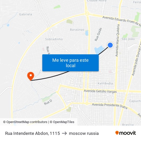 Rua Intendente Abdon, 1115 to moscow russia map