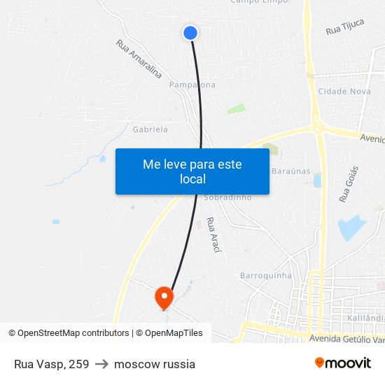 Rua Vasp, 259 to moscow russia map