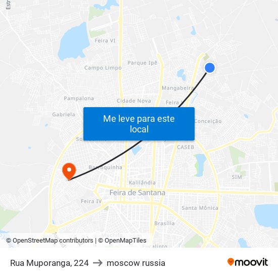 Rua Muporanga, 224 to moscow russia map