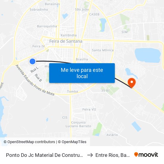 Ponto Do Jc Material De Construção to Entre Rios, Bahia map
