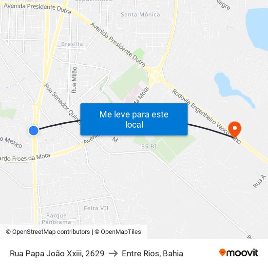 Rua Papa João Xxiii, 2629 to Entre Rios, Bahia map