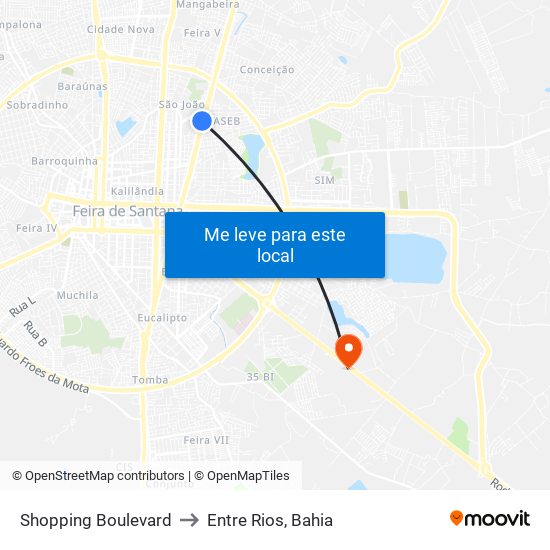 Shopping Boulevard to Entre Rios, Bahia map