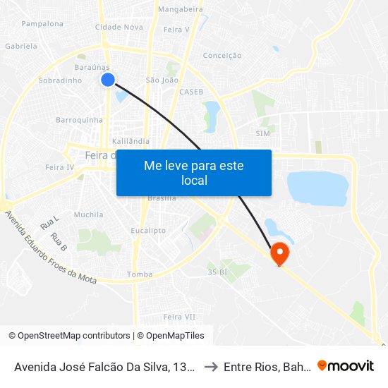 Avenida José Falcão Da Silva, 1347 to Entre Rios, Bahia map