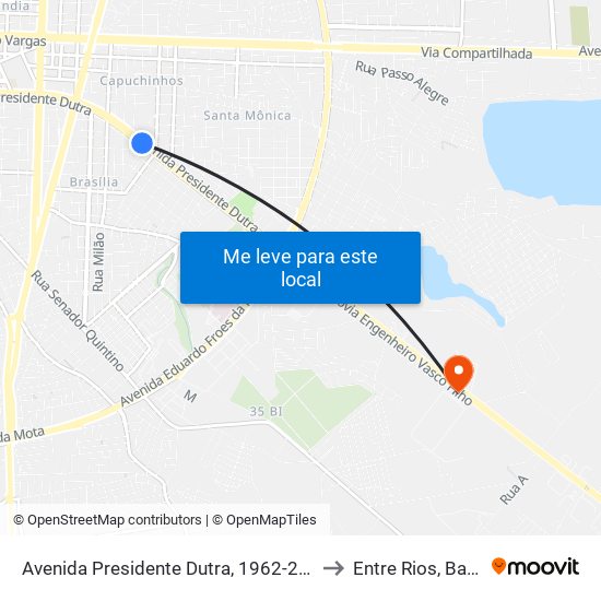 Avenida Presidente Dutra, 1962-2202 to Entre Rios, Bahia map