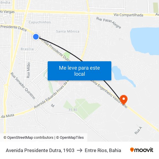 Avenida Presidente Dutra, 1903 to Entre Rios, Bahia map