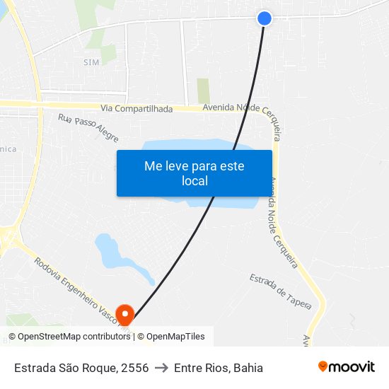 Estrada São Roque, 2556 to Entre Rios, Bahia map