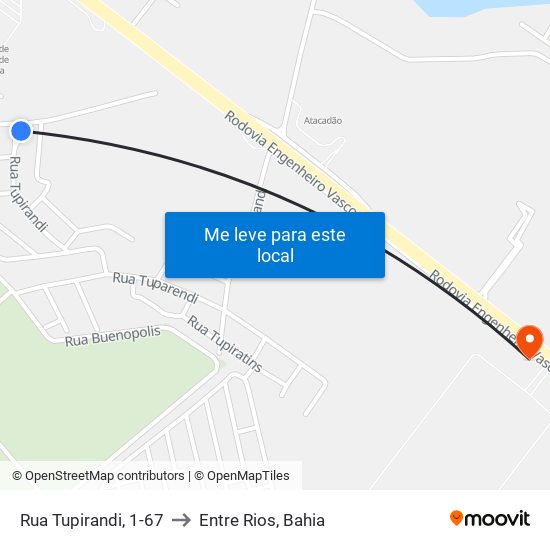 Rua Tupirandi, 1-67 to Entre Rios, Bahia map