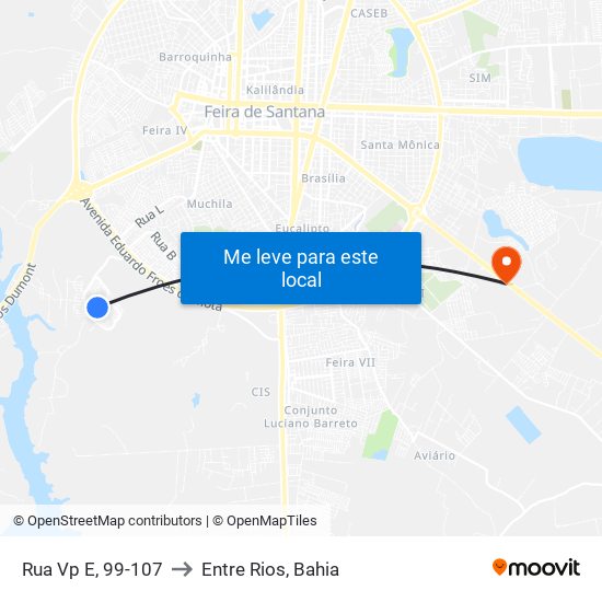 Rua Vp E, 99-107 to Entre Rios, Bahia map