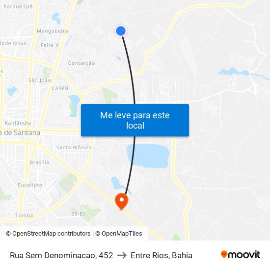 Rua Sem Denominacao, 452 to Entre Rios, Bahia map