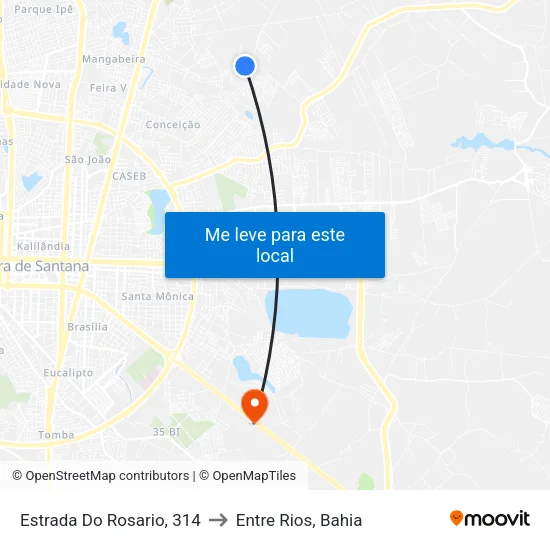 Estrada Do Rosario, 314 to Entre Rios, Bahia map