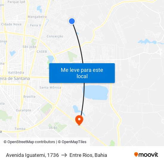 Avenida Iguatemi, 1736 to Entre Rios, Bahia map