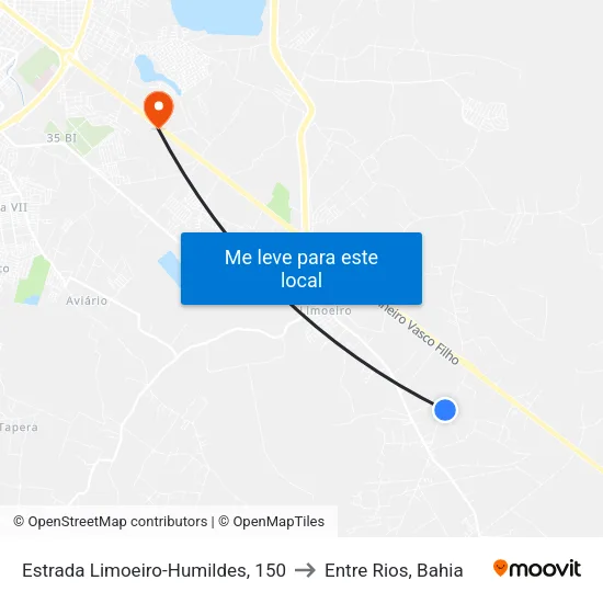 Estrada Limoeiro-Humildes, 150 to Entre Rios, Bahia map