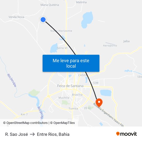 R. Sao José to Entre Rios, Bahia map