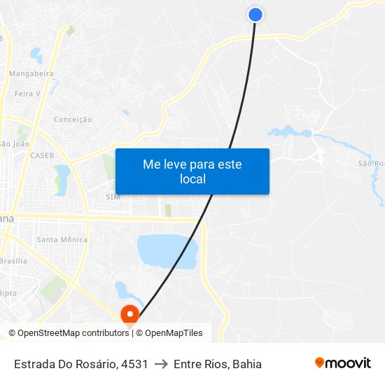 Estrada Do Rosário, 4531 to Entre Rios, Bahia map