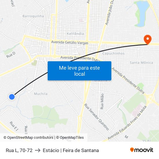 Rua L, 70-72 to Estácio | Feira de Santana map