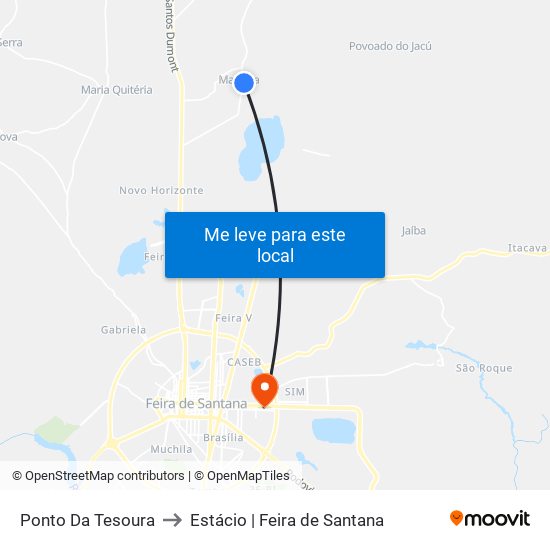 Ponto Da Tesoura to Estácio | Feira de Santana map