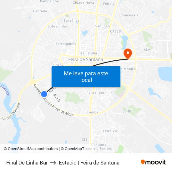 Final De Linha Bar to Estácio | Feira de Santana map