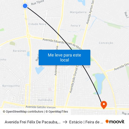 Avenida Frei Félix De Pacauba, 2860-2968 to Estácio | Feira de Santana map