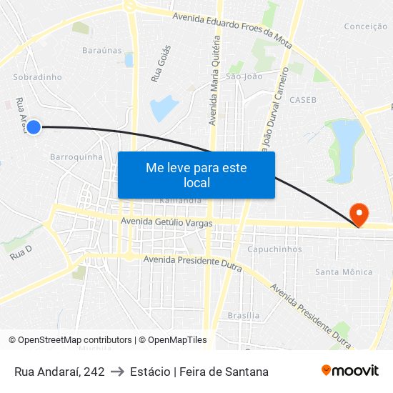 Rua Andaraí, 242 to Estácio | Feira de Santana map