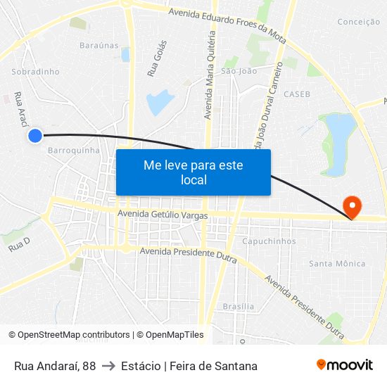 Rua Andaraí, 88 to Estácio | Feira de Santana map