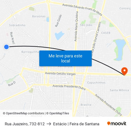 Rua Juazeiro, 732-812 to Estácio | Feira de Santana map