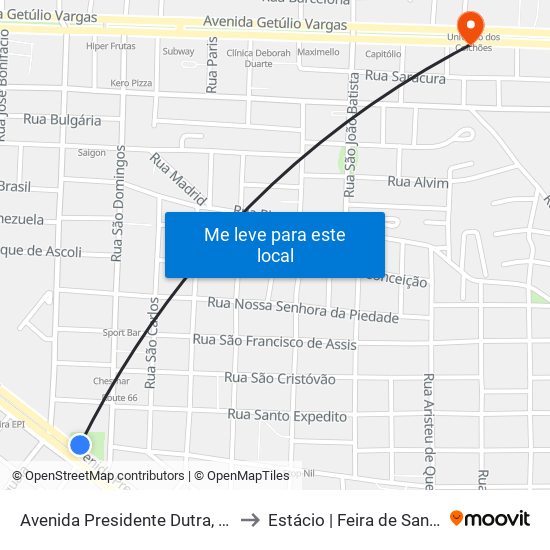 Avenida Presidente Dutra, 4000 to Estácio | Feira de Santana map