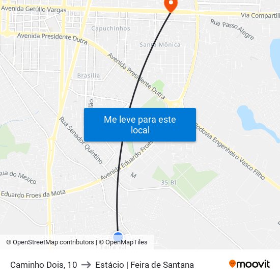 Caminho Dois, 10 to Estácio | Feira de Santana map