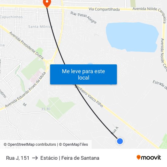 Rua J, 151 to Estácio | Feira de Santana map