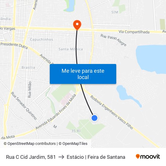 Rua C Cid Jardim, 581 to Estácio | Feira de Santana map