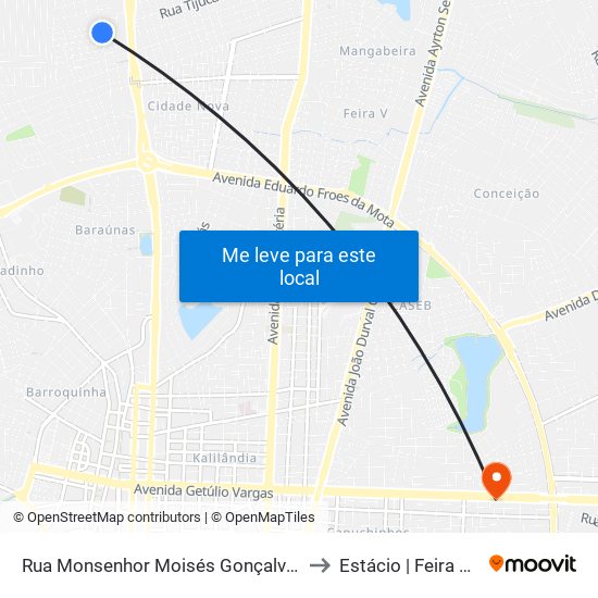 Rua Monsenhor Moisés Gonçalves Do Couto, 2092 to Estácio | Feira de Santana map