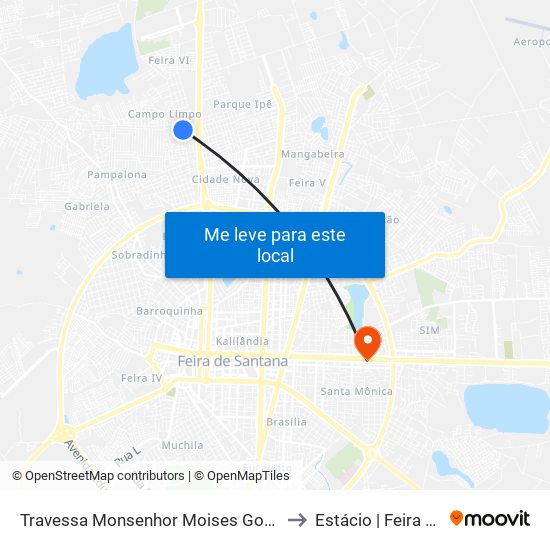 Travessa Monsenhor Moises Goncalves Couto, 2355 to Estácio | Feira de Santana map