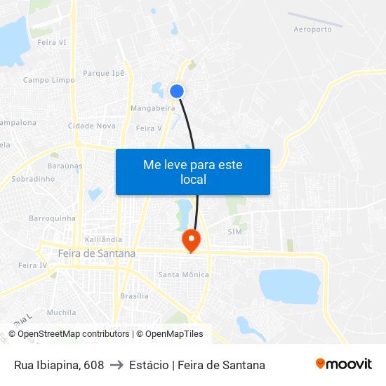 Rua Ibiapina, 608 to Estácio | Feira de Santana map