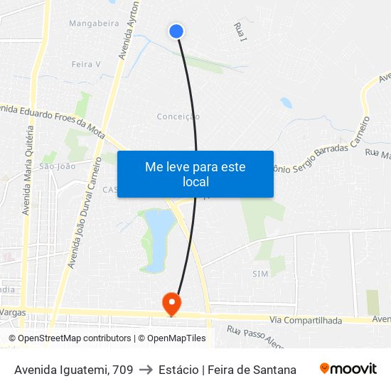 Avenida Iguatemi, 709 to Estácio | Feira de Santana map