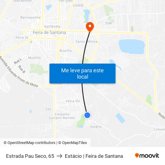 Estrada Pau Seco, 65 to Estácio | Feira de Santana map
