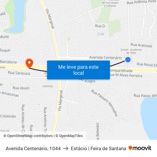 Avenida Centenário, 1044 to Estácio | Feira de Santana map