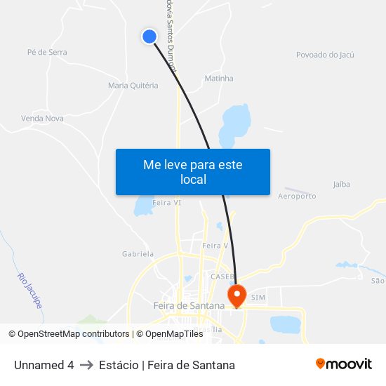 Unnamed 4 to Estácio | Feira de Santana map