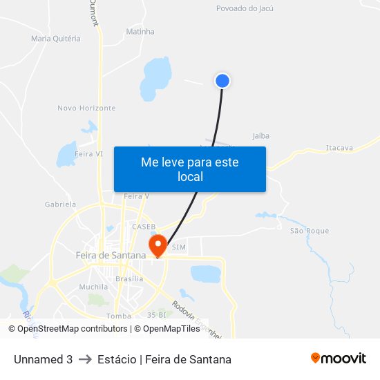 Unnamed 3 to Estácio | Feira de Santana map
