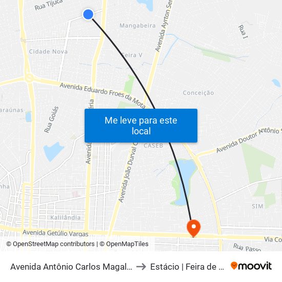 Avenida Antônio Carlos Magalhães, 1333 to Estácio | Feira de Santana map