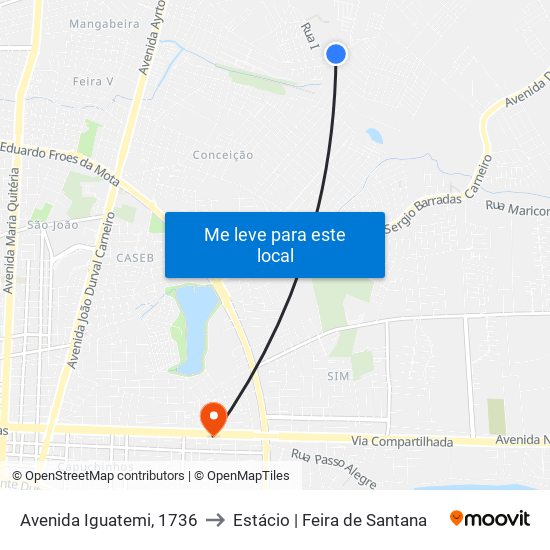 Avenida Iguatemi, 1736 to Estácio | Feira de Santana map